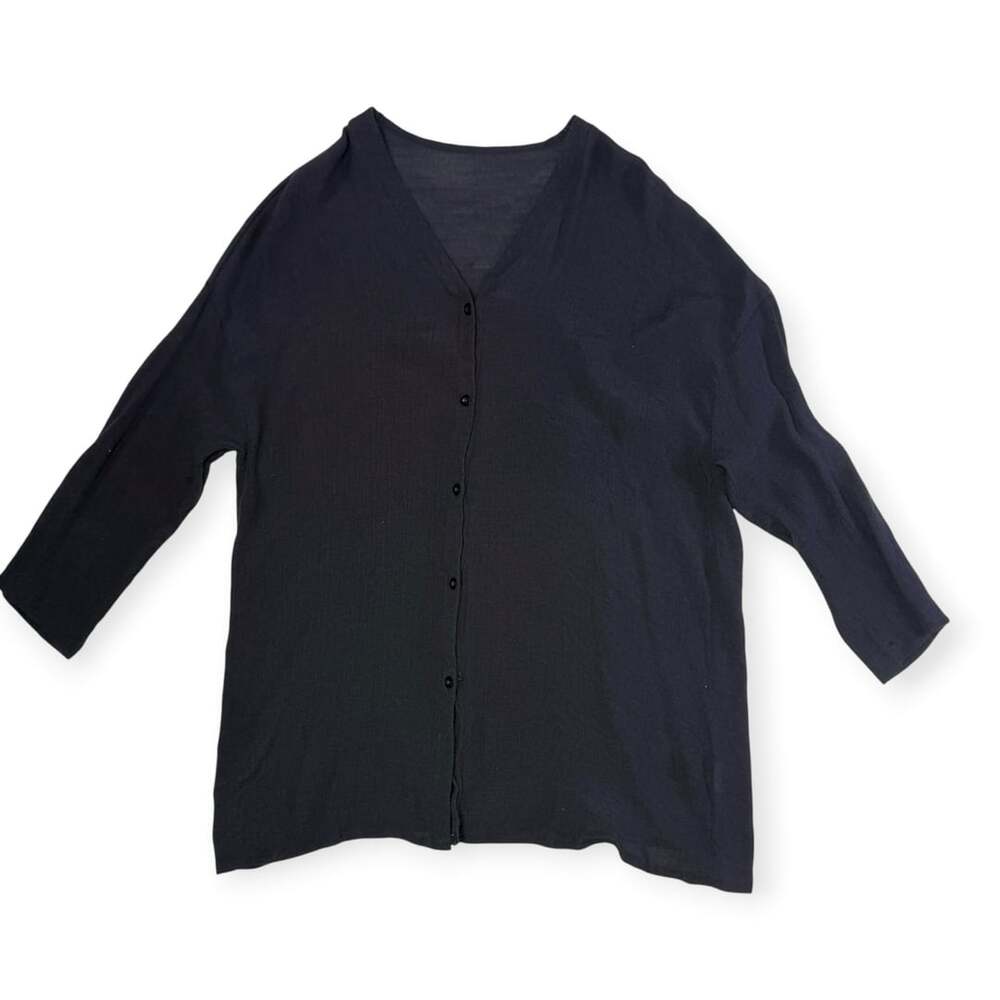 Unbranded Viscose Polyester Black V-Neck Button-Front Cardigan Size L